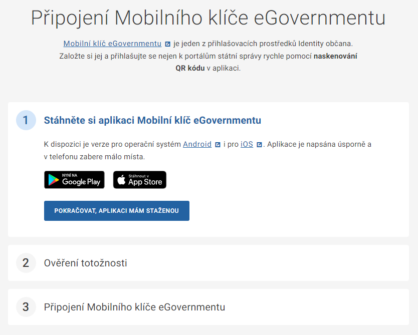 Připojení mobilního klíče eGovernmentu k Národnímu bodu