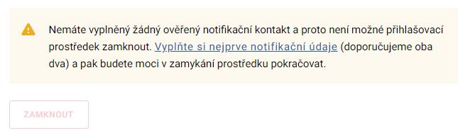 Upozornění, že není k dispozici žádný ověřený kontakt